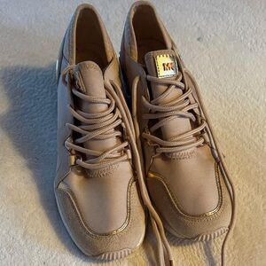 Michael Kors Light Tan Sneakers with Gold Details